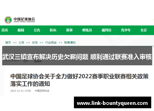 武汉三镇宣布解决历史欠薪问题 顺利通过联赛准入审核